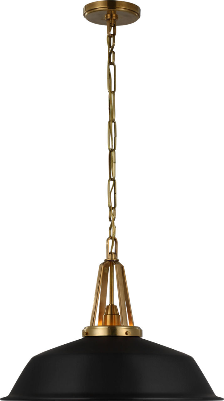 Layton 20" Pendant | Antique-Burnished Brass | Matte Black Shade