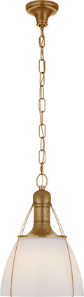 Prestwick 14" Pendant | Antique-Burnished Brass | White Glass