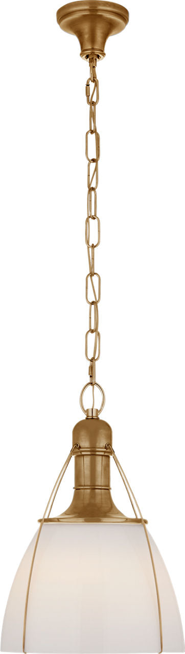 Prestwick 14" Pendant | Antique-Burnished Brass | White Glass