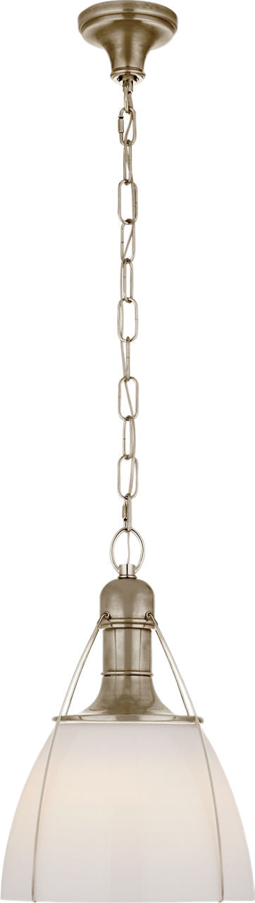 Prestwick 14" Pendant | Antique Nickel | White Glass