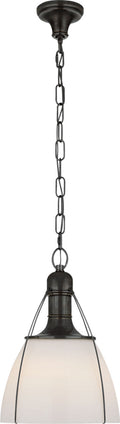 Prestwick 14" Pendant | Bronze | White Glass