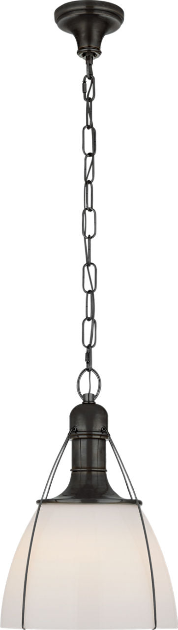 Prestwick 14" Pendant | Bronze | White Glass