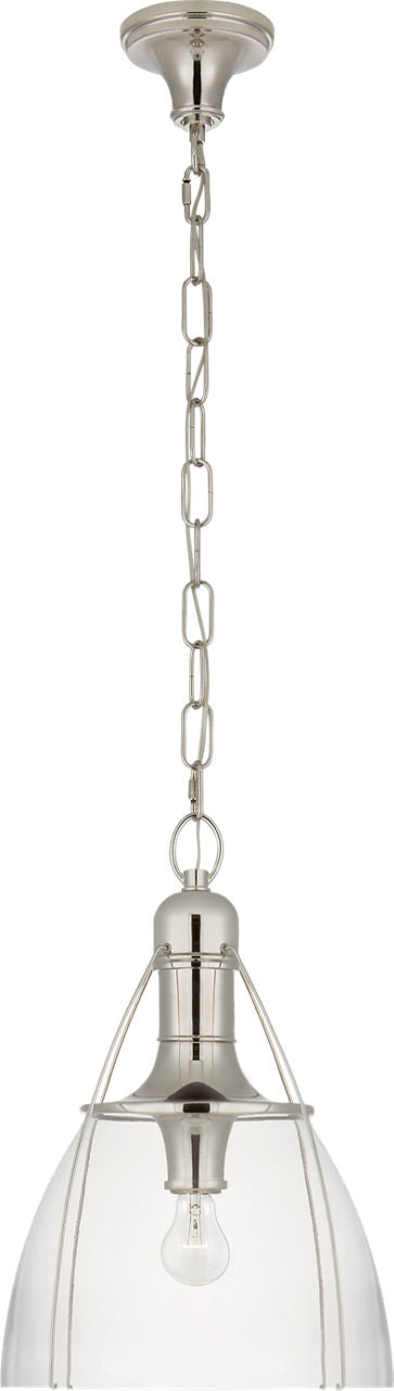 Prestwick 14" Pendant | Polished Nickel | Clear Glass