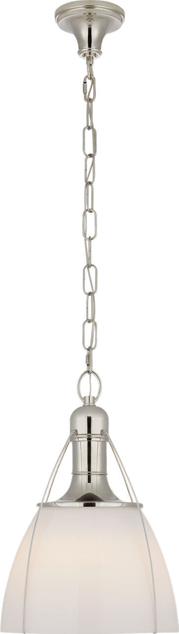 Prestwick 14" Pendant | Polished Nickel | White Glass