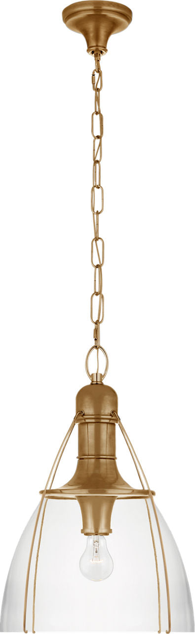 Prestwick 18" Pendant | Antique-Burnished Brass | Clear Glass