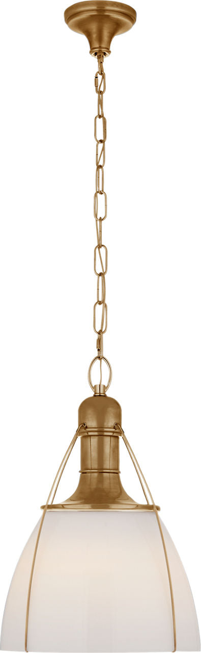 Prestwick 18" Pendant | Antique-Burnished Brass | White Glass
