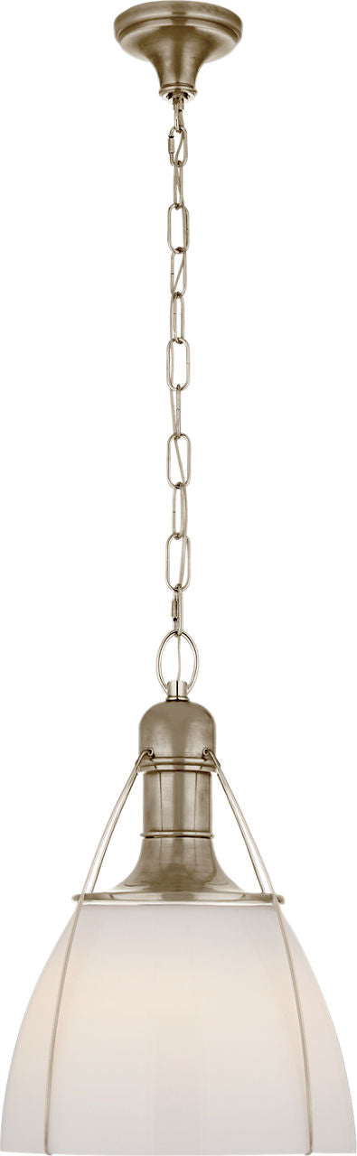 Prestwick 18" Pendant | Antique Nickel | White Glass