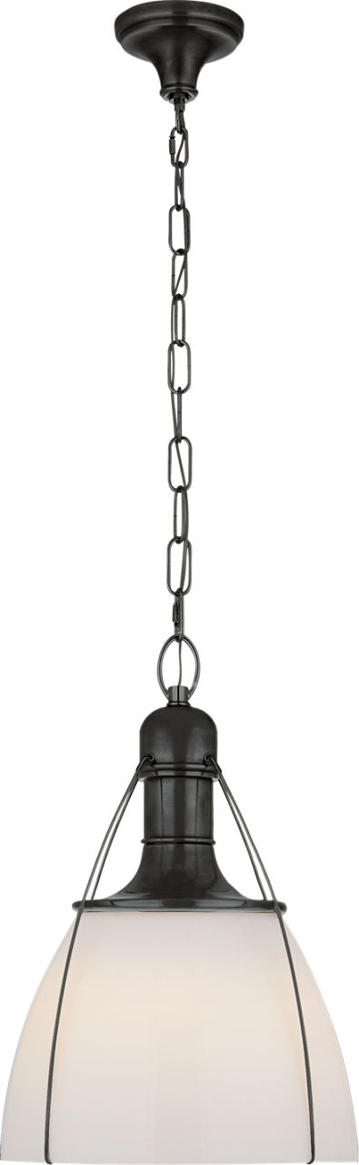 Prestwick 18" Pendant | Bronze | White Glass