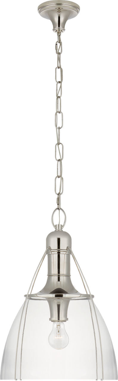 Prestwick 18" Pendant | Polished Nickel | Clear Glass