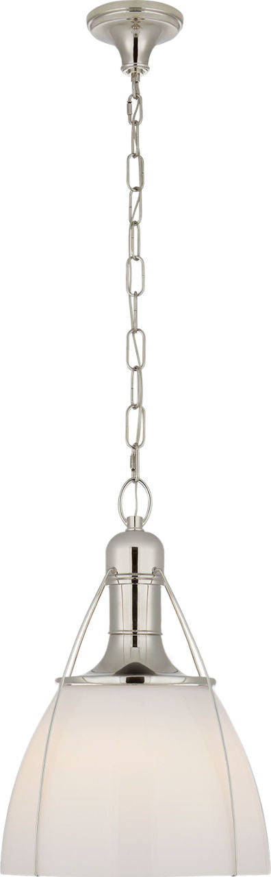 Prestwick 18" Pendant | Polished Nickel | White Glass