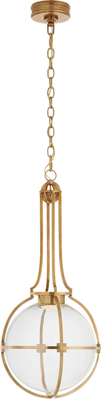 Gracie Medium Captured Globe Pendant | Antique-Burnished Brass | Clear Glass