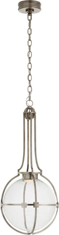Gracie Medium Captured Globe Pendant | Antique Nickel | Clear Glass