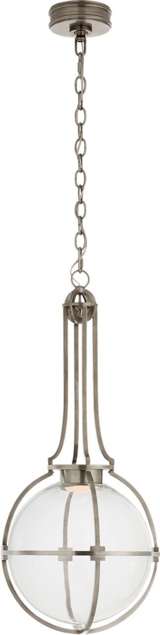 Gracie Medium Captured Globe Pendant | Antique Nickel | Clear Glass
