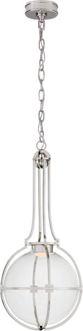 Gracie Medium Captured Globe Pendant | Polished Nickel | Clear Glass