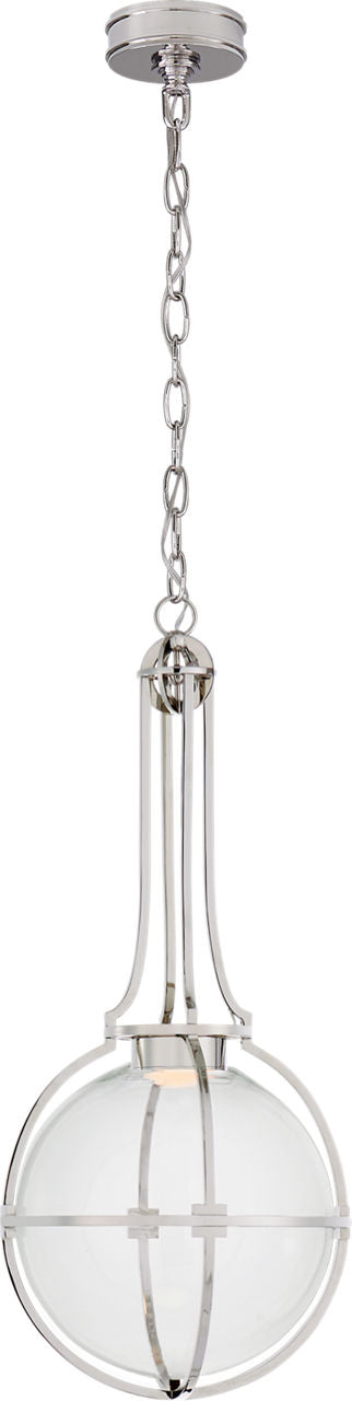 Gracie Medium Captured Globe Pendant | Polished Nickel | Clear Glass