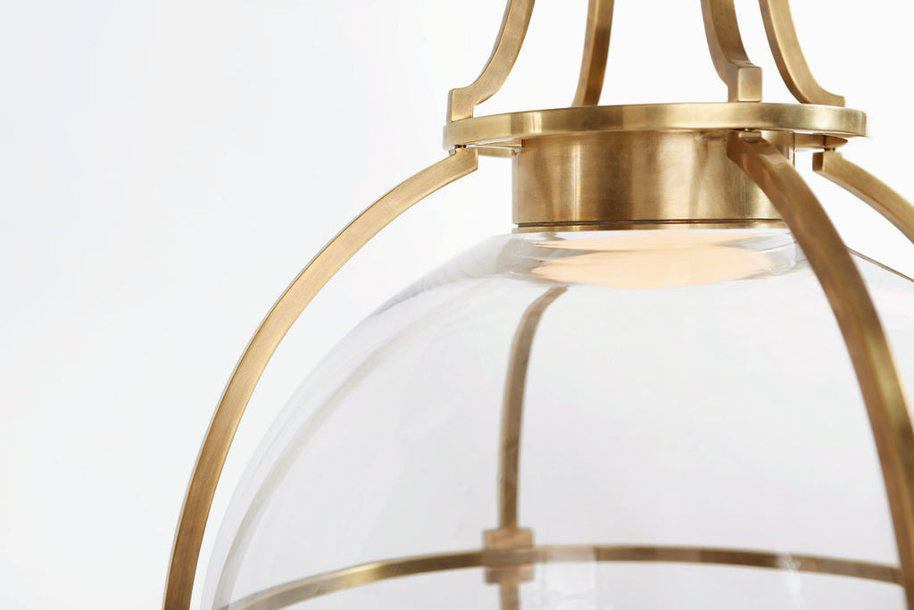 Gracie Large Captured Globe Pendant | Antique-Burnished Brass | Clear Glass