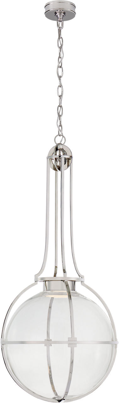Gracie Large Captured Globe Pendant | Polished Nickel | Clear Glass