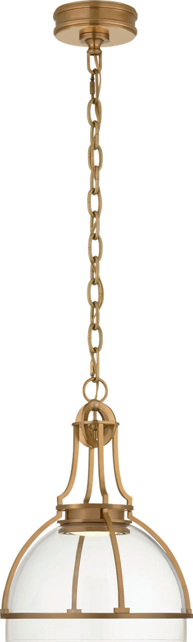 Gracie Medium Dome Pendant | Antique-Burnished Brass | Clear Glass