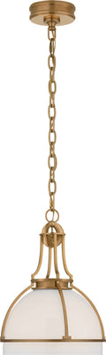 Gracie Medium Dome Pendant | Antique-Burnished Brass | White Glass