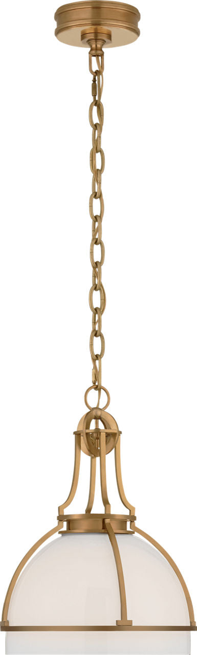 Gracie Medium Dome Pendant | Antique-Burnished Brass | White Glass