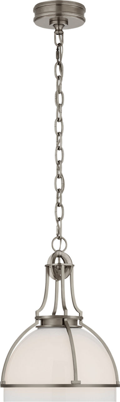 Gracie Medium Dome Pendant | Antique Nickel | White Glass