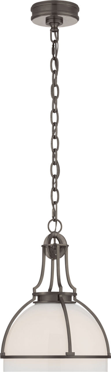 Gracie Medium Dome Pendant | Bronze | White Glass