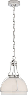 Gracie Medium Dome Pendant | Polished Nickel | White Glass