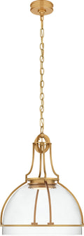 Gracie Large Dome Pendant | Antique-Burnished Brass | Clear Glass