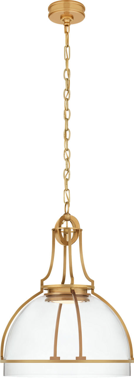 Gracie Large Dome Pendant | Antique-Burnished Brass | Clear Glass