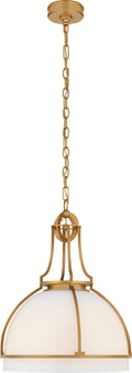 Gracie Large Dome Pendant | Antique-Burnished Brass | White Glass