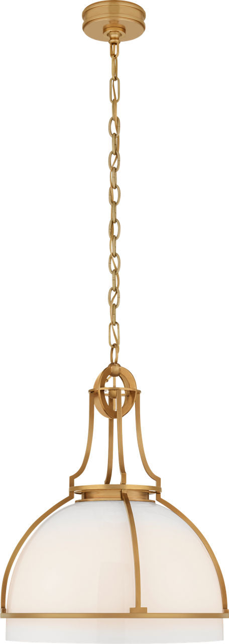 Gracie Large Dome Pendant | Antique-Burnished Brass | White Glass