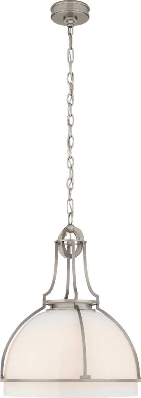 Gracie Large Dome Pendant | Antique Nickel | White Glass