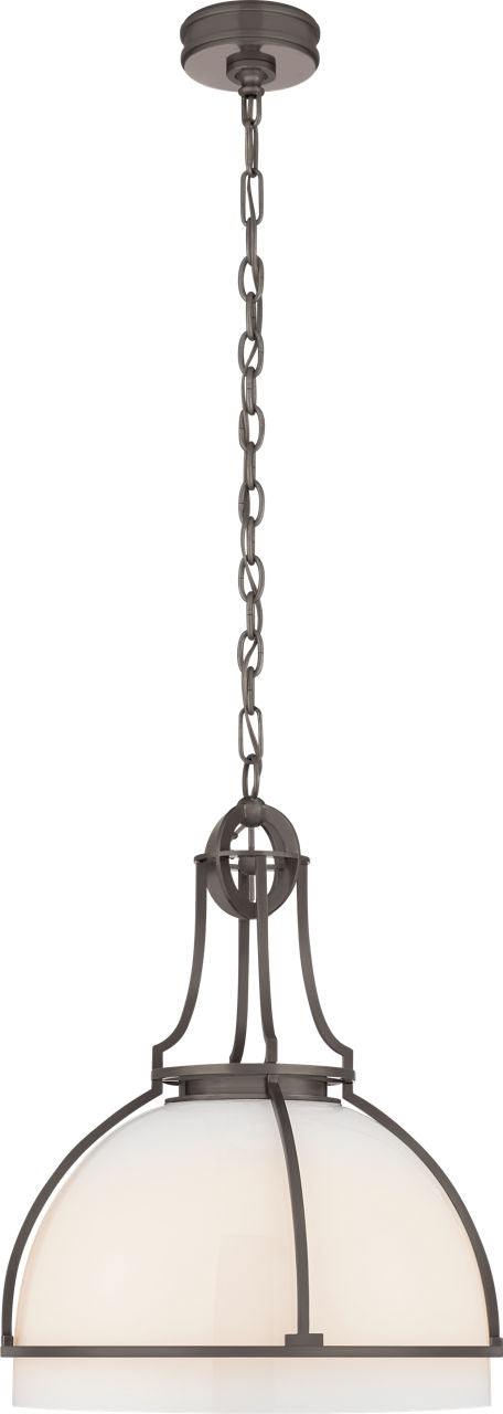 Gracie Large Dome Pendant | Bronze | White Glass