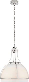 Gracie Large Dome Pendant | Polished Nickel | White Glass