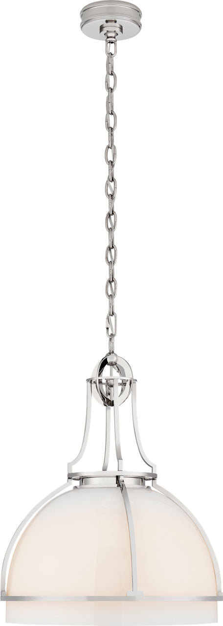 Gracie Large Dome Pendant | Polished Nickel | White Glass