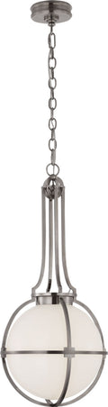 Gracie Medium Captured Globe Pendant | Antique Nickel | White Glass