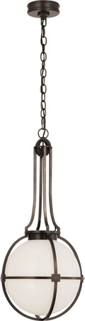 Gracie Medium Captured Globe Pendant | Bronze | White Glass
