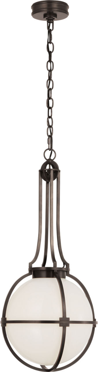 Gracie Medium Captured Globe Pendant | Bronze | White Glass