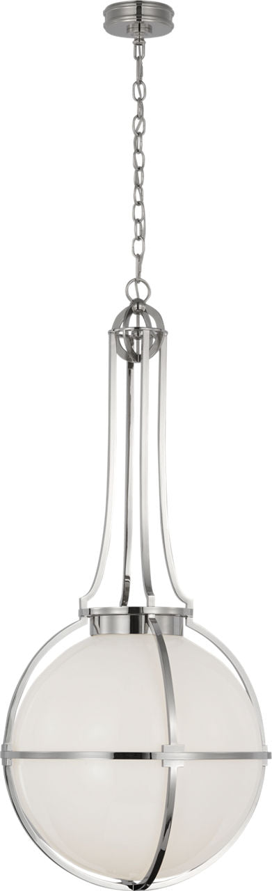 Gracie Large Captured Globe Pendant | Polished Nickel | White Glass