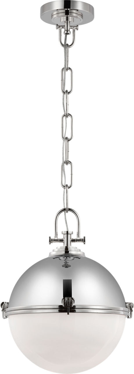 Adrian Large Globe Pendant | Polished Nickel | White Glass