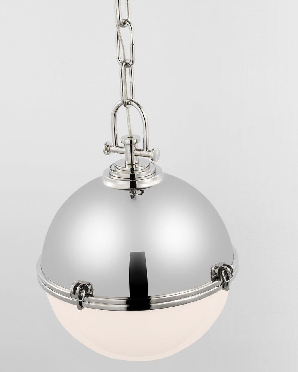 Adrian Large Globe Pendant | Polished Nickel | White Glass