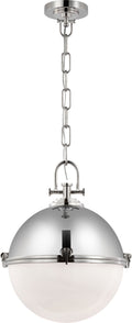 Adrian X-Large Globe Pendant | Polished Nickel | White Glass