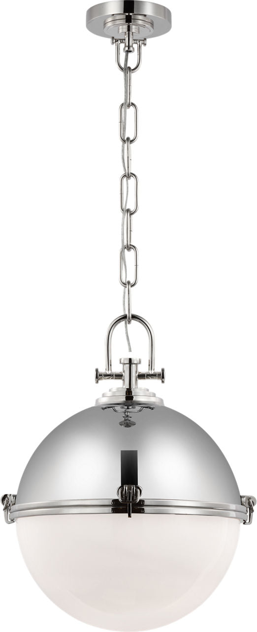 Adrian X-Large Globe Pendant | Polished Nickel | White Glass