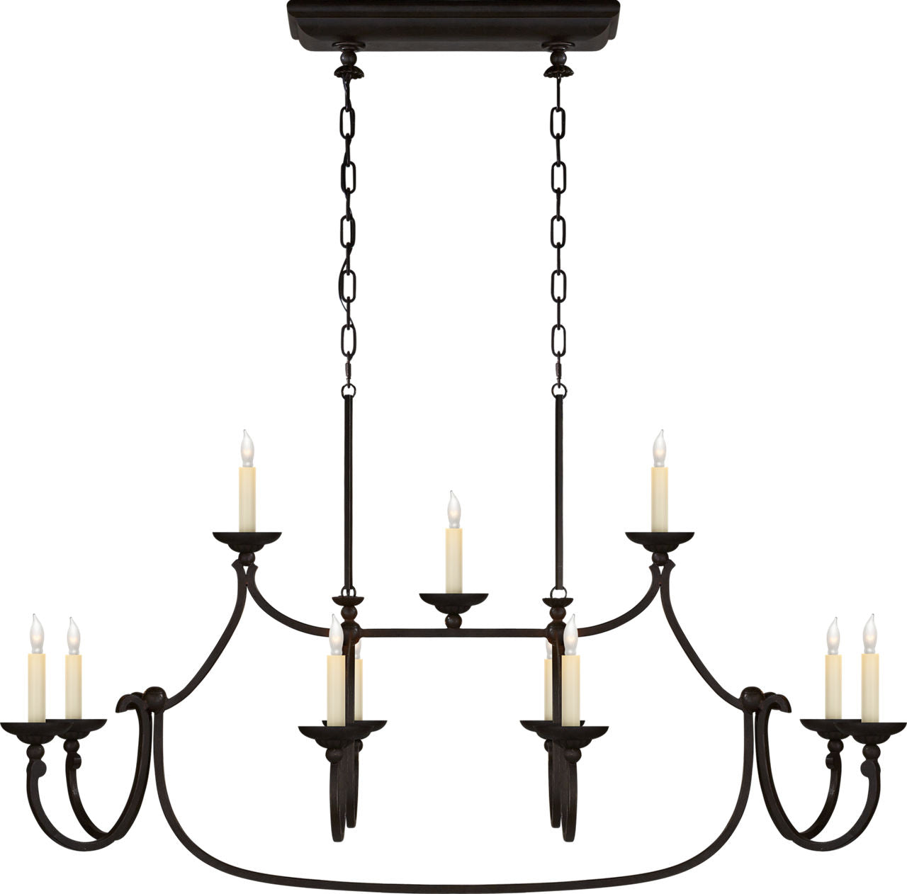 Flemish Large Linear Pendant | Aged Iron