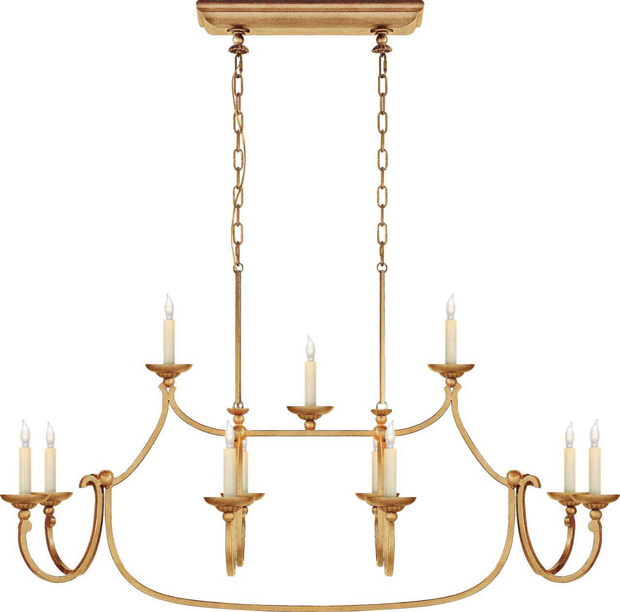 Flemish Large Linear Pendant | Gilded Iron