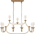Flemish Large Linear Pendant | Gilded Iron | Linen Shades