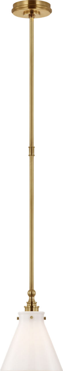 Parkington 9" Pendant | Antique-Burnished Brass | White Glass