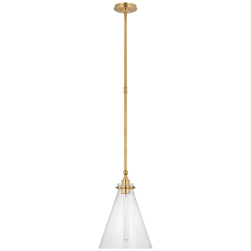 Parkington 11" Conical Pendant | Antique-Burnished Brass | Clear Glass