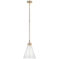 Parkington 11" Conical Pendant | Antique-Burnished Brass | Clear Glass
