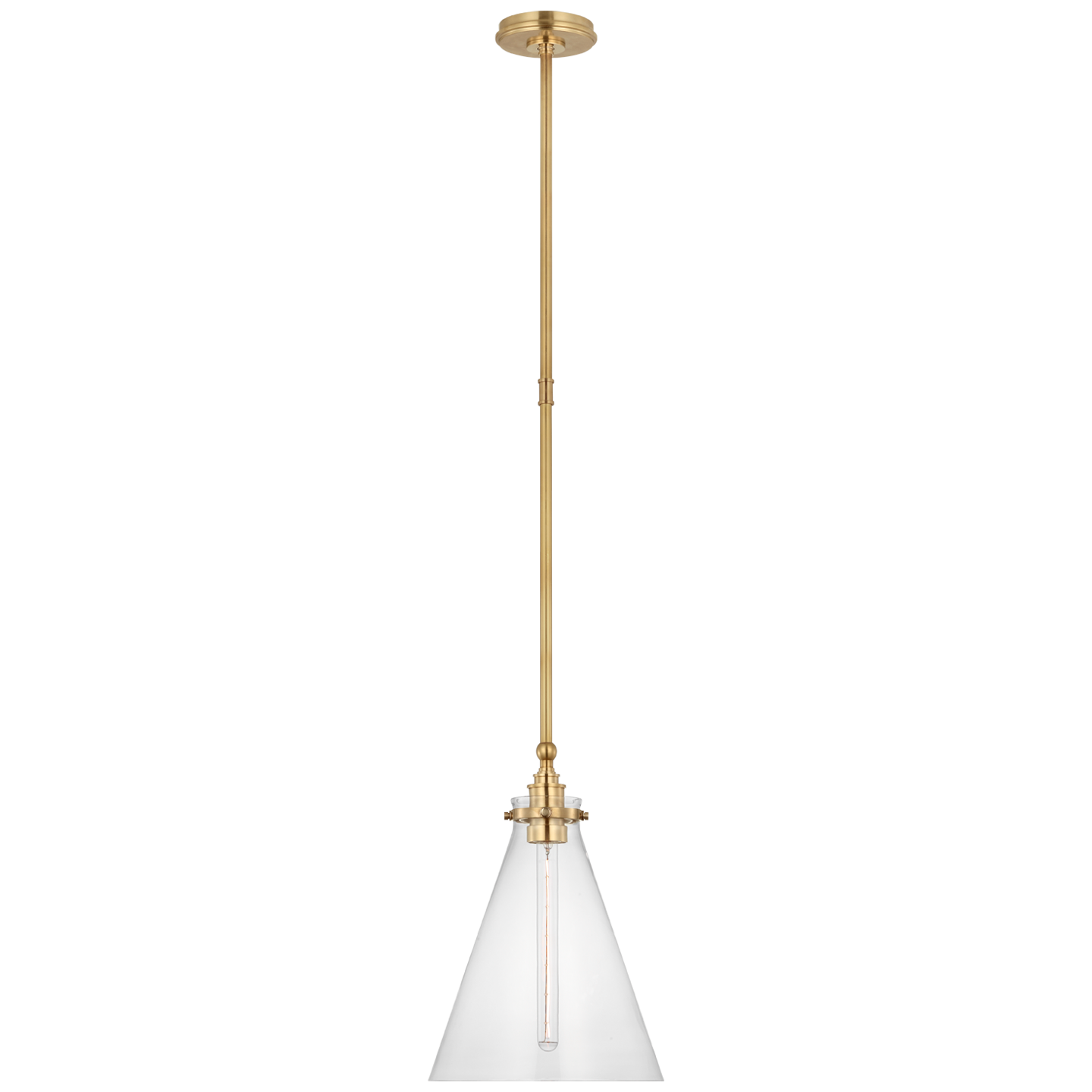 Parkington 11" Conical Pendant | Antique-Burnished Brass | Clear Glass